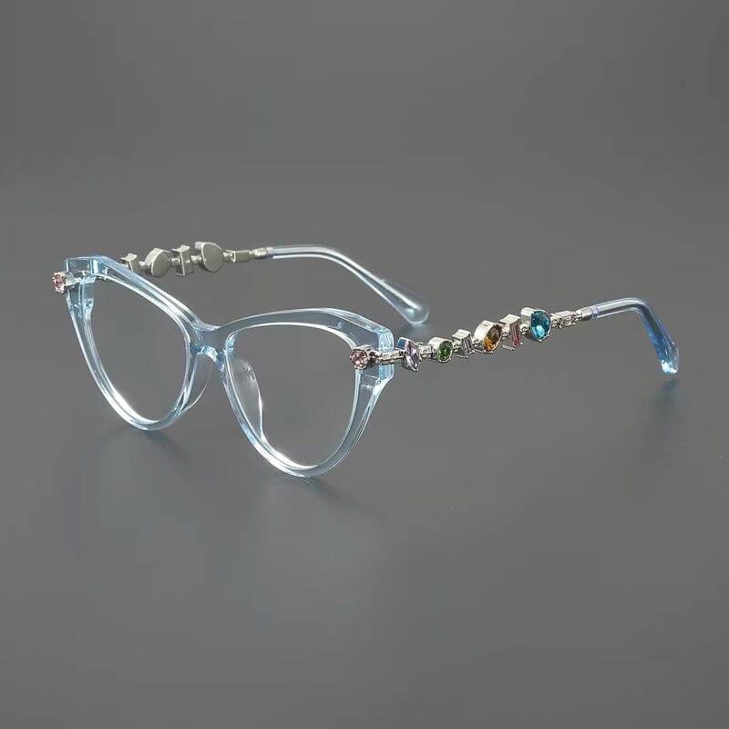 Ruby Vintage Rhinesotne Cat Eye Glasses Frame Browline Frames Southood Blue 