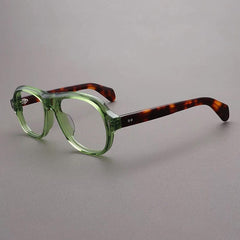 Russell Vintage Acetate Eyeglasses Frame Aviator Frames Southood Green Leopard 
