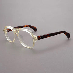 Russell Vintage Acetate Eyeglasses Frame Aviator Frames Southood Yellow Leopard 