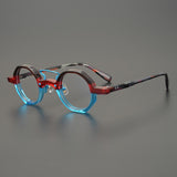 Sanjurjo Vintage Acetate Splicing Glasses Frame Geometric Frames Southood Blue Red 