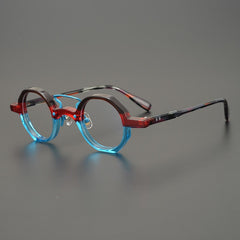 Sanjurjo Vintage Acetate Splicing Glasses Frame Geometric Frames Southood Blue Red 