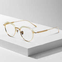 Sayam Retro Titanium Glasses Frame Oval Frames Southood Gold 