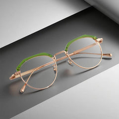 Sayam Retro Titanium Glasses Frame Oval Frames Southood Green 