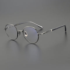 Shamim Vintage Titanium Glasses Frame Round Frames Southood Black Silver 