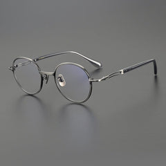 Shamim Vintage Titanium Glasses Frame Round Frames Southood Black Silver 