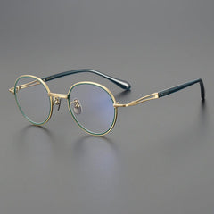 Shamim Vintage Titanium Glasses Frame Round Frames Southood Golden Green 