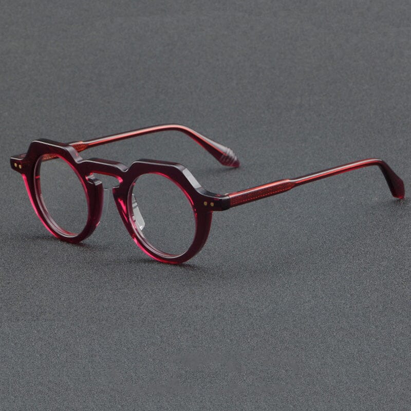 Shelton Vintage Acetate Glasses Frame Round Frames Southood C3 Cherry red 