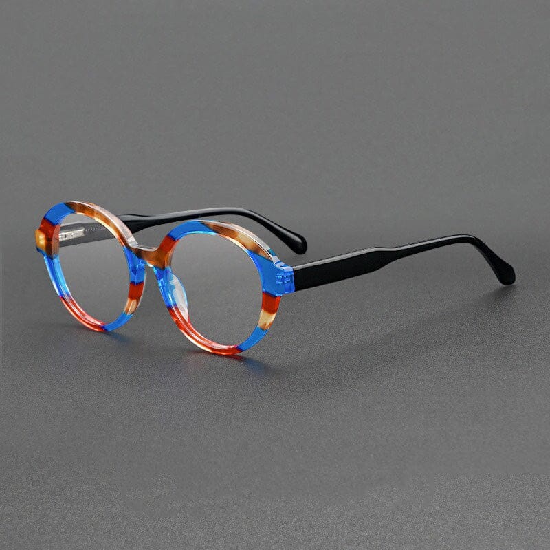 Silas Vintage Acetate Glasses Frame Round Frames Southood Blue Leopard 