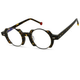 Sinjin Round Acetate Personalized Eyeglasses Frames Round Frames Southood Black leopard 