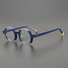Sinjin Round Acetate Personalized Eyeglasses Frames Round Frames Southood Blue 