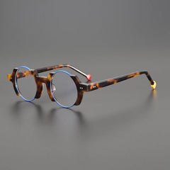 Sinjin Round Acetate Personalized Eyeglasses Frames Round Frames Southood Leopard blue 