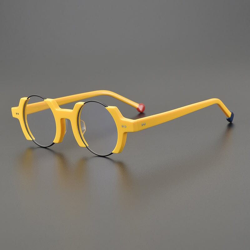 Sinjin Round Acetate Personalized Eyeglasses Frames Round Frames Southood Yellow 