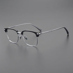 Smythe Vintage Acetate Titanium Glasses Frame Rectangle Frames Southood Black Silver 