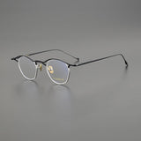 Sol Vintage Personalized Titanium Eyeglasses Frame Geometric Frames Southood Black Silver 