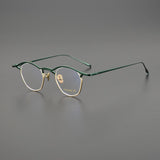 Sol Vintage Personalized Titanium Eyeglasses Frame Geometric Frames Southood Green Gold 