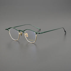 Sol Vintage Personalized Titanium Eyeglasses Frame Geometric Frames Southood Green Gold 
