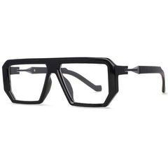Spencer Irregular Hinged Leg Large Glasses Frame Aviator Frames Southood Black 