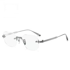 Spurs Retro Rimless Titanium Glasses Frame Geometric Frames Southood Silver 