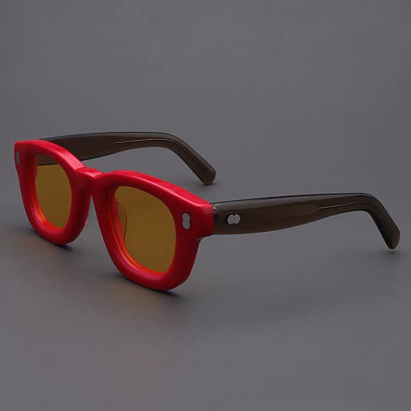 Starr Retro Acetate Sunglasses Sunglasses Southood Red Gray Green(Yellow Night Vision) 