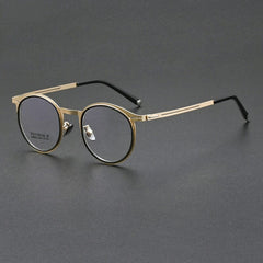 Stellan Vintage TR90 Alloy Eyeglasses Frame Geometric Frames Southood Black Gold 