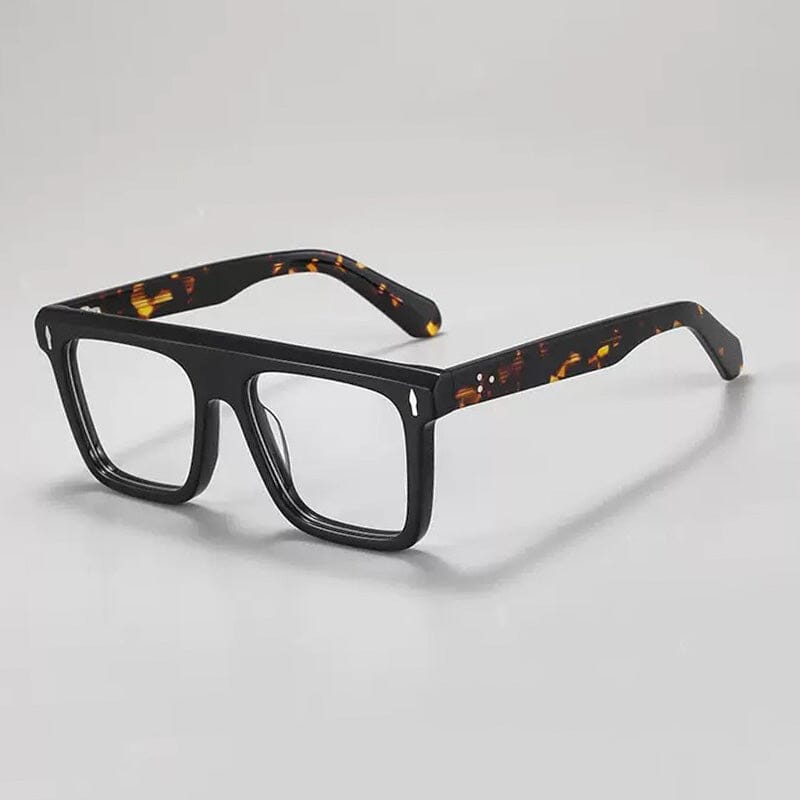 Stian Vintage Square Acetate Glasses Frame Rectangle Frames Southood Black Leopard 