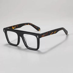 Stian Vintage Square Acetate Glasses Frame Rectangle Frames Southood Black Leopard 