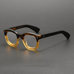 Sue Retro Acetate Glasses Frame Oval Frames Southood Brown Stripe Yellow 