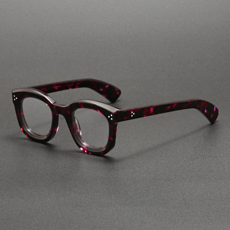 Sue Retro Acetate Glasses Frame Oval Frames Southood Purple Leopard 
