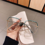 Susan Glamorous Leoaprd Clear Glasses Frame Rectangle Frames Southood blue clear clear 