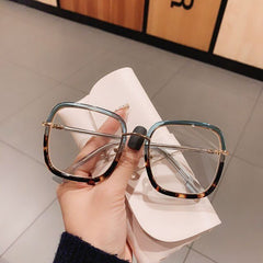 Susan Glamorous Leoaprd Clear Glasses Frame Rectangle Frames Southood blue leopard clear 