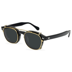 Symon Acetate Glasses Frame With sunglasses Clips Cat Eye Frames Southood Color1 Black gold clip 