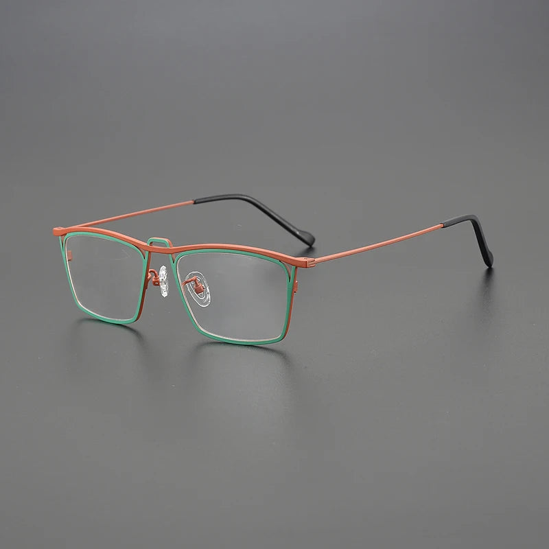 Takai Rectangle Titanium Glasses Frame Rectangle Frames Southood Green Red 