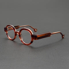 Tatt Retro Acetate Glasses Frame Round Frames Southood Leopard Brown 