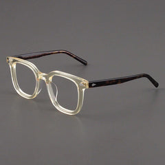 Thorp Vintage Acetate Eyeglasses Frame Rectangle Frames Southood Yellow Leopard 