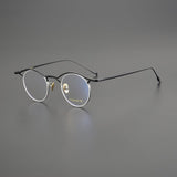 Toyo Vintage Personalized Titanium Eyeglasses Frame Round Frames Southood Black Silver 