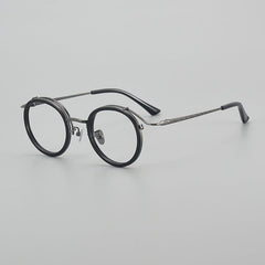 Travon Vintage Acetate Round Glasses Frame Round Frames Southood Black Gun 