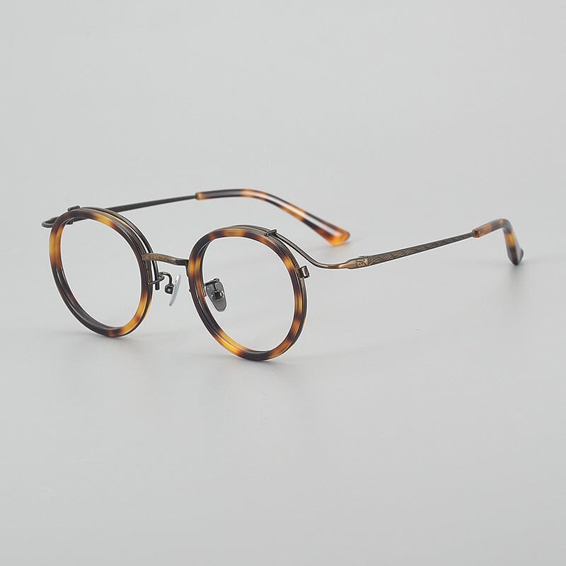 Travon Vintage Acetate Round Glasses Frame Round Frames Southood Leopard Bronze 