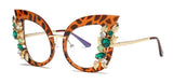 Trista Oversized Rhinestone Cat Eye Glasses Frame Cat Eye Frames Southood leopard clear 