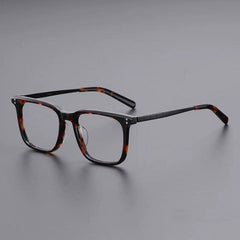 Trout Retro Titanium Glasses Frame Rectangle Frames Southood Leopard Black 