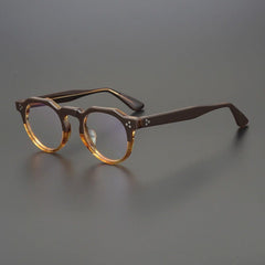 Tryp Vintage Acetate Glasses Frame Round Frames Southood Brown Stripe 