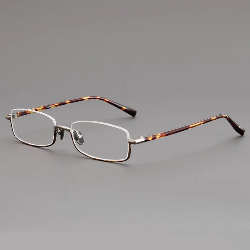 Tutt Retro Semi Titanium Glasses Frame Rectangle Frames Southood Leopard Silver 