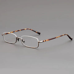 Tutt Retro Semi Titanium Glasses Frame Rectangle Frames Southood Leopard Silver 