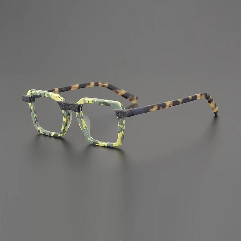 Uni Vintage Square Acetate Glasses Frame Rectangle Frames Southood Yellow Green 
