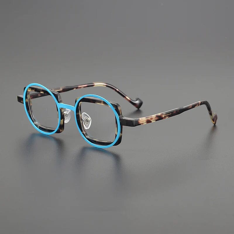 Valentino Designer Acetate Glasses Frame Round Frames Southood Leopard Blue 