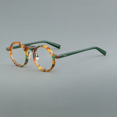 Van Retro Round Acetate Glasses Frame Round Frames Southood Green Leopard 