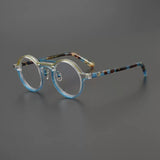 Van Vintage Round Acetate Optical Glasses Frame Round Frames Southood Blue-gold 