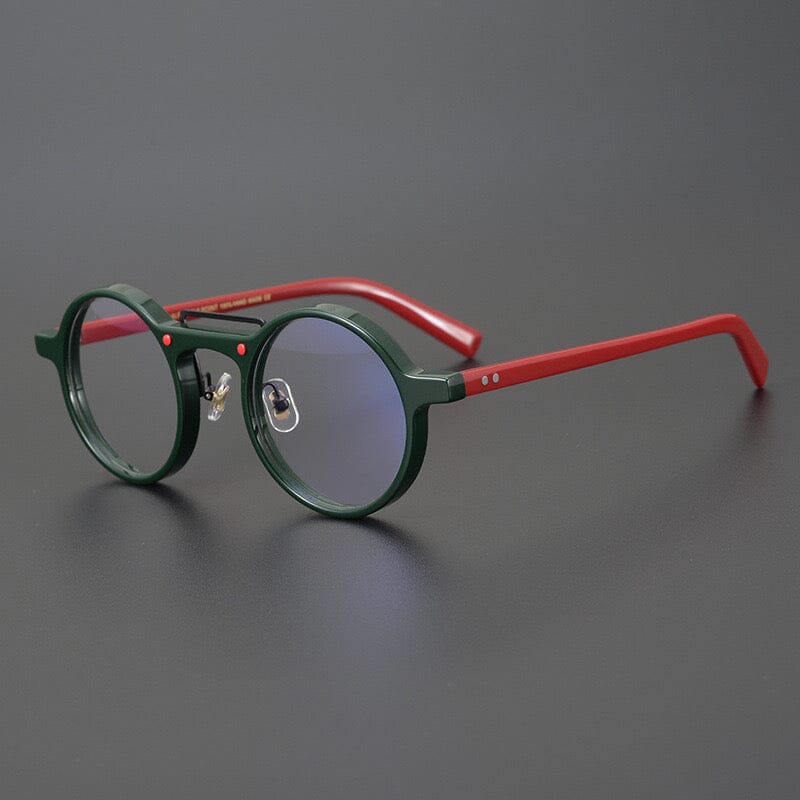Van Vintage Round Acetate Optical Glasses Frame Round Frames Southood Green-red 