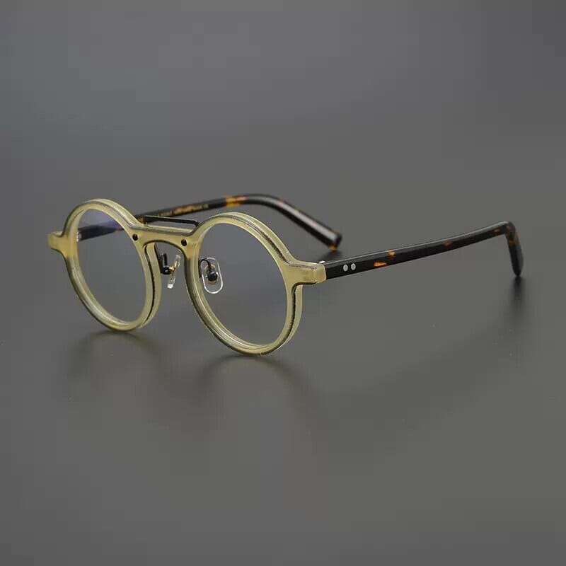 Van Vintage Round Acetate Optical Glasses Frame Round Frames Southood Yellow-black 