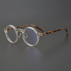 Van Vintage Round Acetate Optical Glasses Frame Round Frames Southood Yellow-leopard 