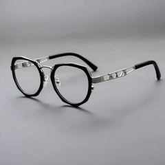 Viggo Vintage Acetate Alloy Glasses Frame Geometric Frames Southood Black Silver 